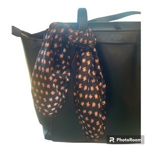 Black and Pink Silk Square Scarf - Purse Scarf